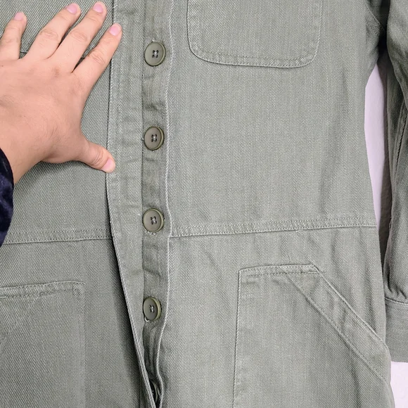 Tradlands Avocado Green Cotton Utility Jumpsuit Sz L - Picture 7 of 16